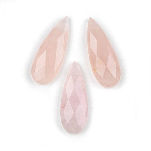 Rose Quartz 15x37mm Top Drilled Faceted Teardrop Pendant - 1 per bag