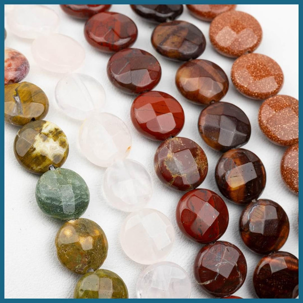 Cherry Tree Beads Gemstone Faceted 10mm Coin Beads - approx. 8 inch strand  Cherry Tree Beads Gemstone Faceted 10mm Coin Beads - approx. 8 inch strand