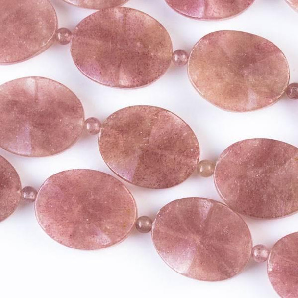 Cherry Tree Beads Ruby Quartz 20x25mm Wavy Ovals alternating with 4mm Rounds 