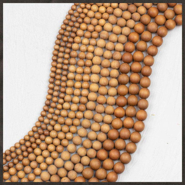 Cherry Tree Beads Sandalwood Round Beads - 16 inch strand 