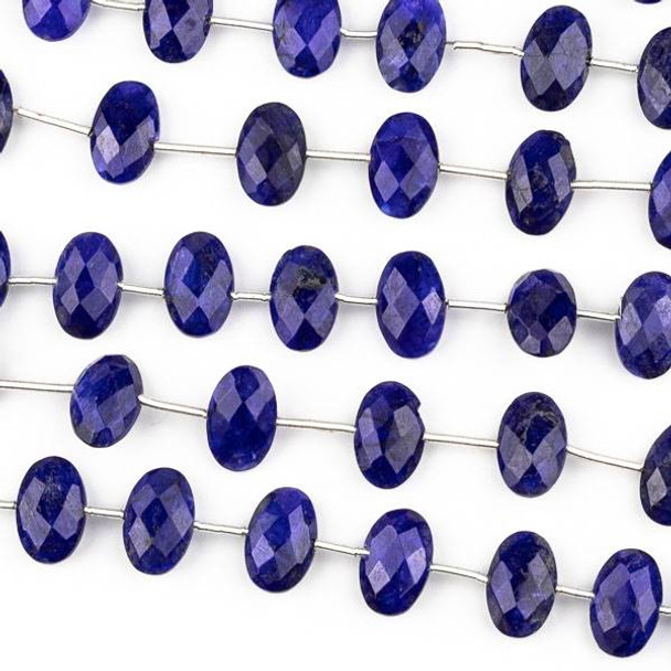 Sapphire 7x11mm Horizonally Drilled Faceted Oval Beads - 8 inch strand