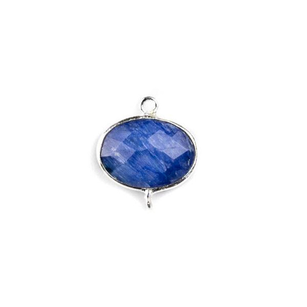 Sapphire 15x18mm Horizontal Oval Link with a Silver Plated Brass Bezel