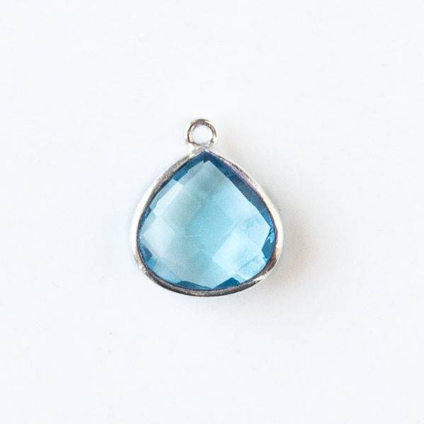 Sky Blue Topaz approximately 14x16mm Faceted Almond Drop with a Silver Plated Brass Bezel