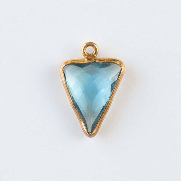 Sky Blue Topaz 14x20mm Triangle Drop with a Gold Plated Brass Bezel