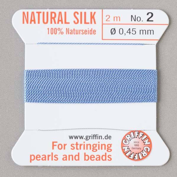 Griffin 100% Natural Silk Bead Cord - #2 (.45mm) Blue
