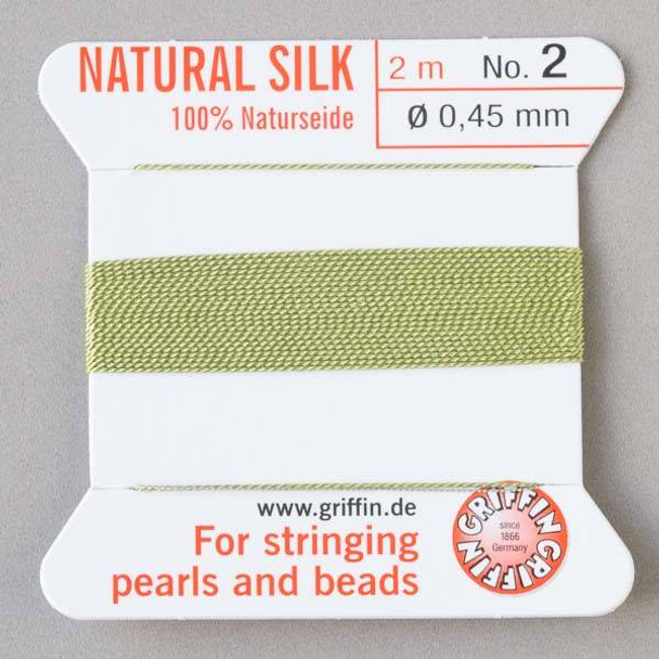Griffin 100% Natural Silk Bead Cord - #2 (.45mm) Jade Green