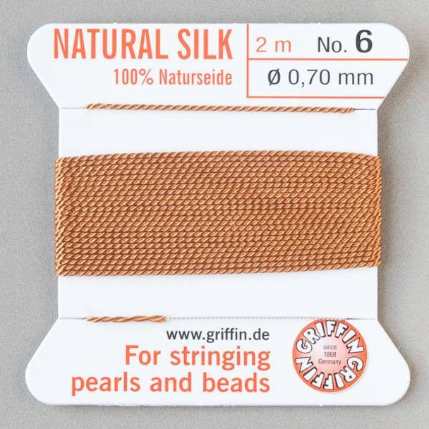 Griffin 100% Natural Silk Bead Cord - #6 (.70mm) Cornelian Brown