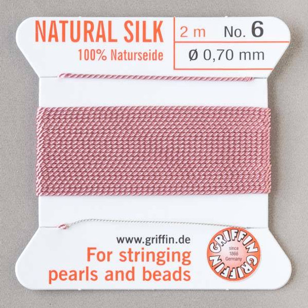 Griffin 100% Natural Silk Bead Cord - #6 (.70mm) Dark Pink