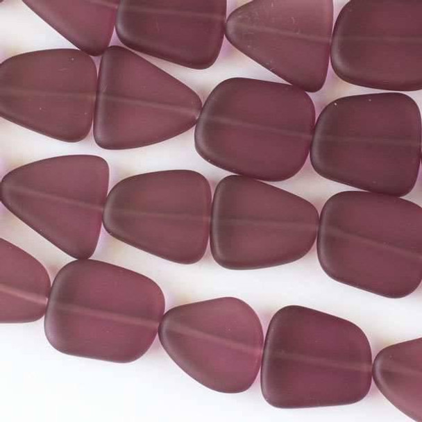 Cherry Tree Beads Matte Glass, Sea Glass Style approximately 13x15mm Medium Amethyst Small Free Form Pebble - 8 inch strand 