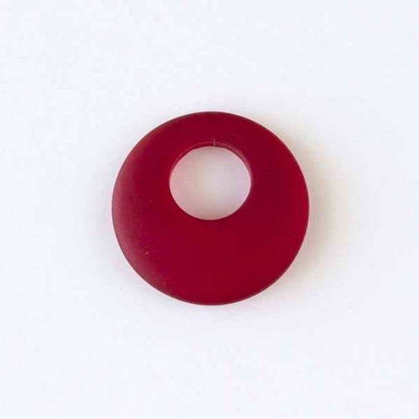 Matte Glass, Sea Glass Style 20mm Dark Red Go-Go Pendants - 6 pendants per bag