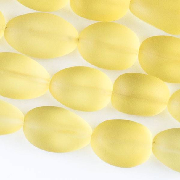 Matte Glass, Sea Glass Style approximately 13x22mm Golden Yellow Nugget - 8 inch strand