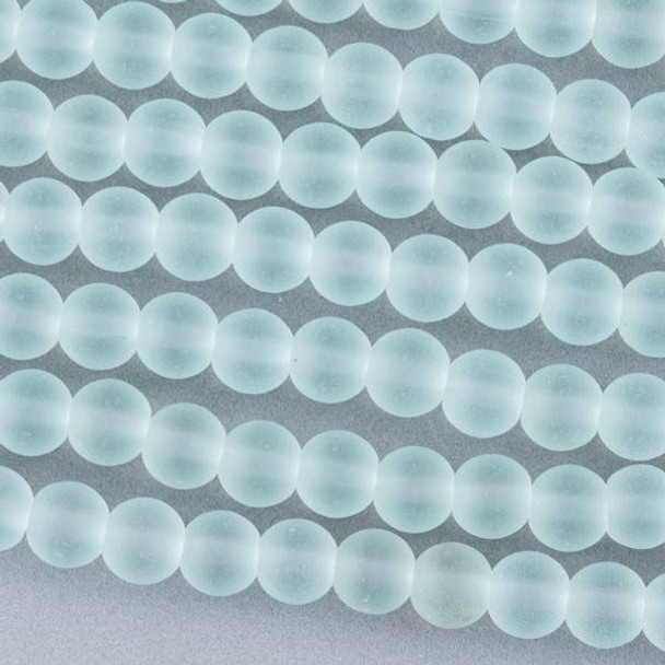 Matte Glass, Sea Glass Style 6mm Matte Seafoam Green Round Beads - approx. 8 inch strand