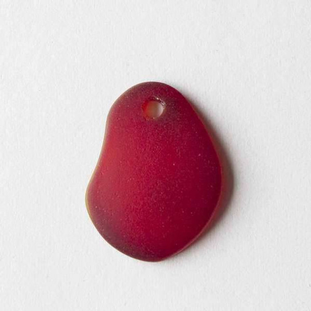 Matte Glass, Sea Glass Style 18x26mm Dark Red Rounded Free Form Top Drilled Pendants - 7 assorted pendants per bag