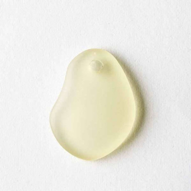 Matte Glass, Sea Glass Style 18x26mm Golden Yellow Rounded Free Form Top Drilled Pendants - 7 assorted pendants per bag