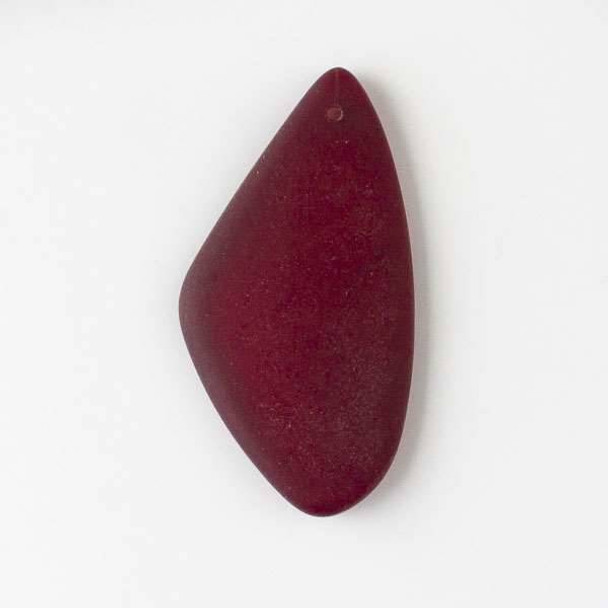 Matte Glass, Sea Glass Style 27x50mm Dark Red Large Free Form Top Drilled Pendant - 2 pendants per bag