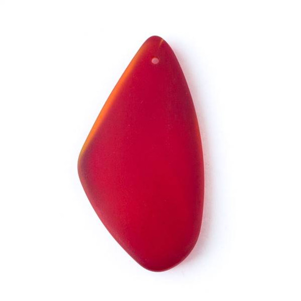 Matte Glass, Sea Glass Style 27x50mm Red Large Free Form Top Drilled Pendant - 2 pendants per bag