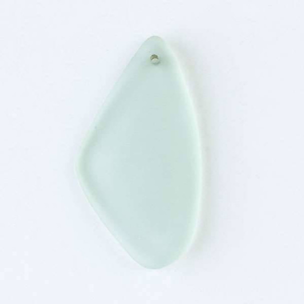 Matte Glass, Sea Glass Style 27x50mm Sea Foam Green Large Free Form Top Drilled Pendant - 2 pendants per bag