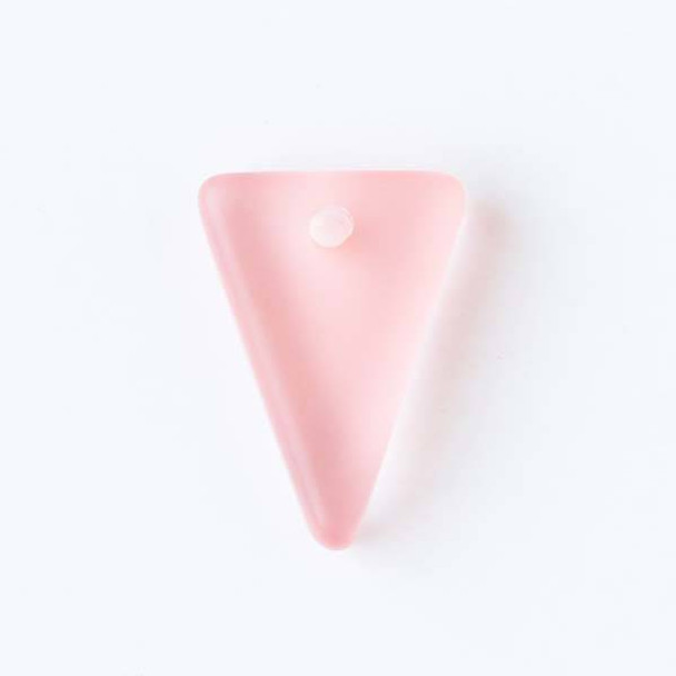 Matte Glass, Sea Glass Style 13x18mm Coral Pink Triangle Pendants - 8 pendants per bag