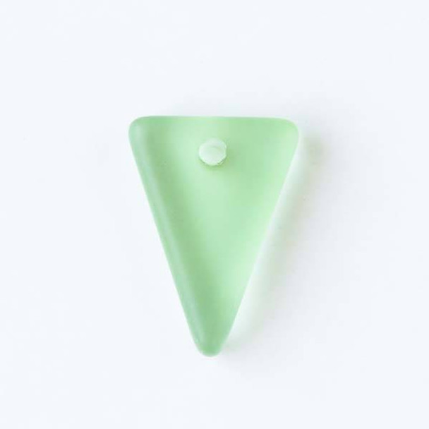 Matte Glass, Sea Glass Style 13x18mm Peridot Green Triangle Pendants - 8 pendants per bag