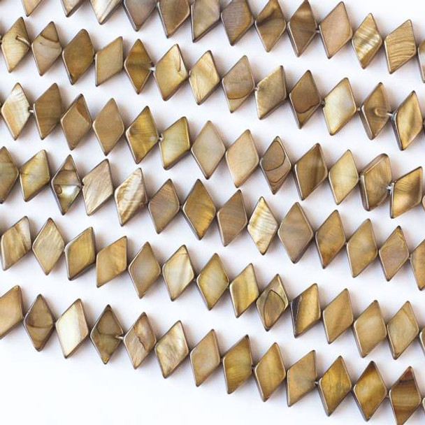 Dyed Shell 8x13mm Brown Diagonally Drilled Diamond Beads - 15.5 inch strand