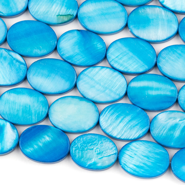 Dyed Shell 13x18mm Blue Oval Beads - 16 inch strand