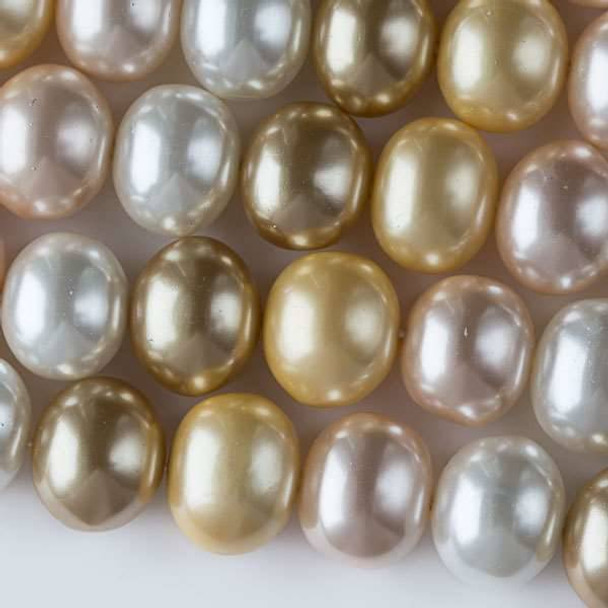 Shell Pearl 13x15mm Egg Beads in a Sunlight Mix - approx. 8 inch strand