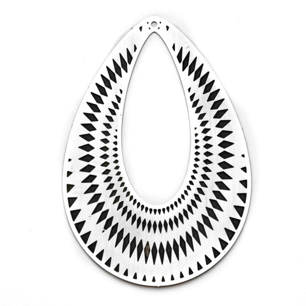 Stainless Steel 44x70mm Teardrop Finding with Black Diamond Pattern - 1 per bag