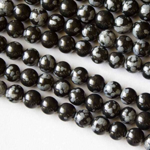 Snowflake Obsidian Grade A 6mm Rounds - 16 inch strand