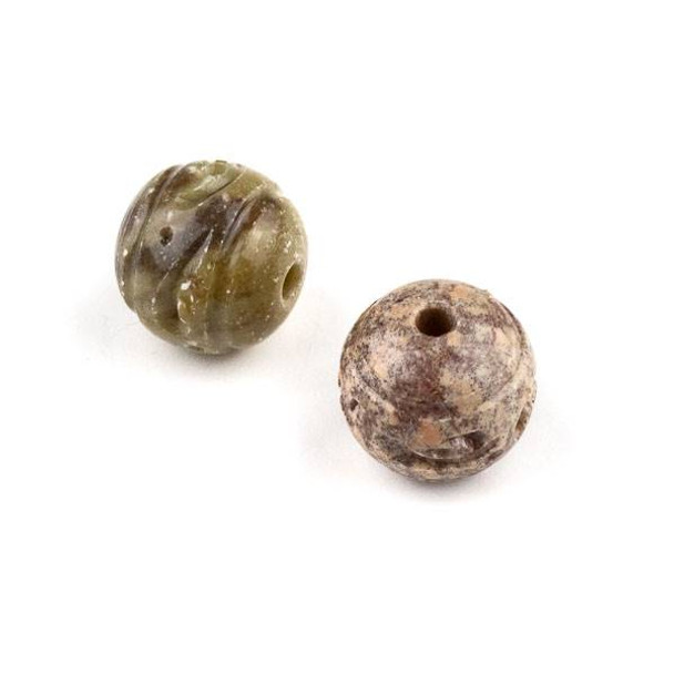 Soapstone 18x20mm Carved Round Bead with approximately 2.5mm Large Hole - 1 per bag