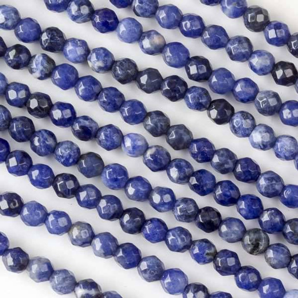 Sodalite 4mm Faceted Round Beads - 15 inch strand