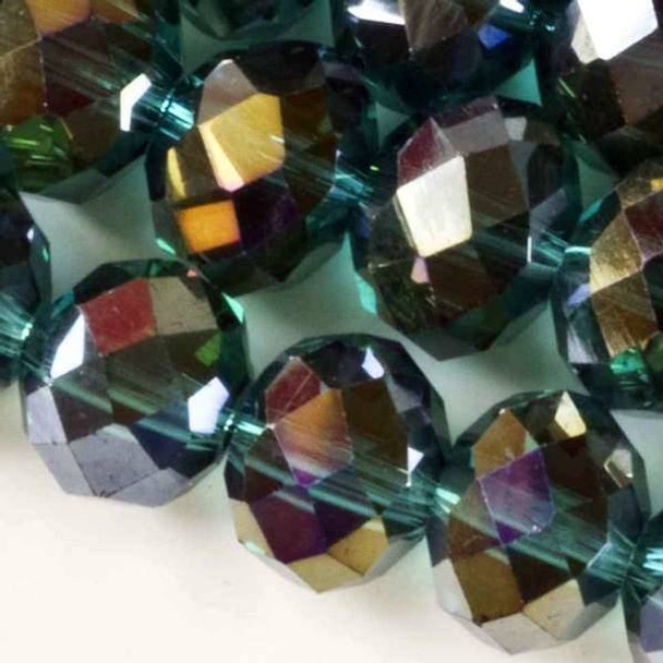 Crystal Faceted 8x12mm Emerald Rondelle Beads with an AB finish