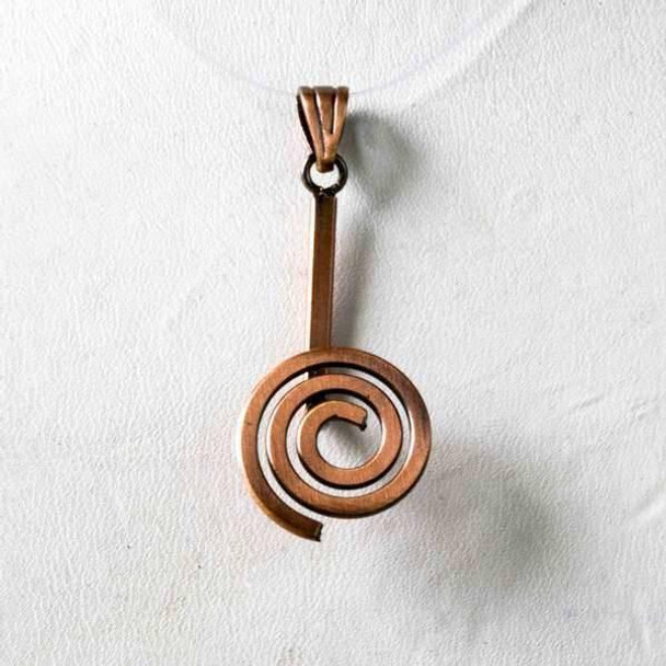 Cherry Tree Beads 16x44mm Vintage Copper Small Spiral Donut Bail with Grooved Bail 