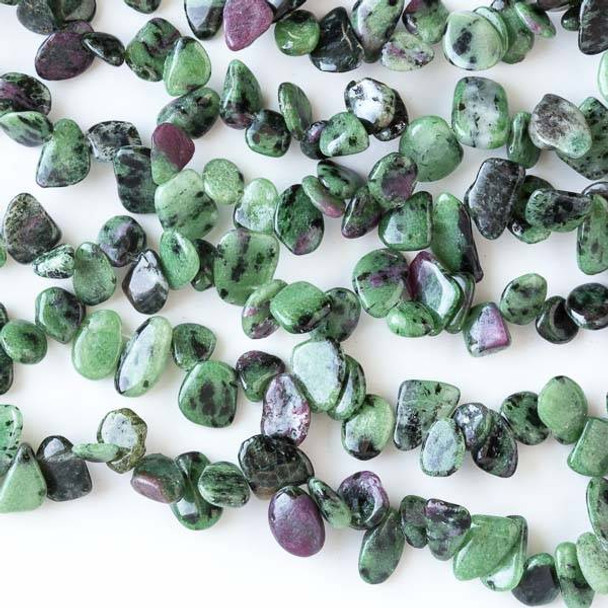 Special Ruby Zoisite 6x10-10x14mm Irregular Top Drilled Nugget Beads - 16 inch strand