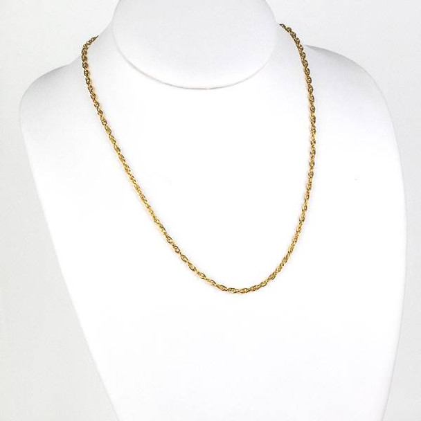 Gold Stainless Steel 3mm Rope Chain Necklace - 20 inch, SS08g-20
