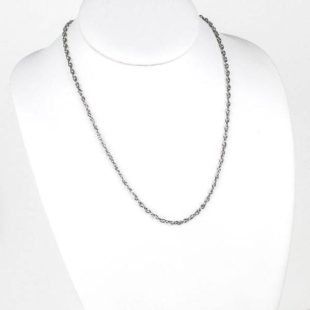 Silver Stainless Steel 3mm Rope Chain Necklace - 20 inch, SS08s-20