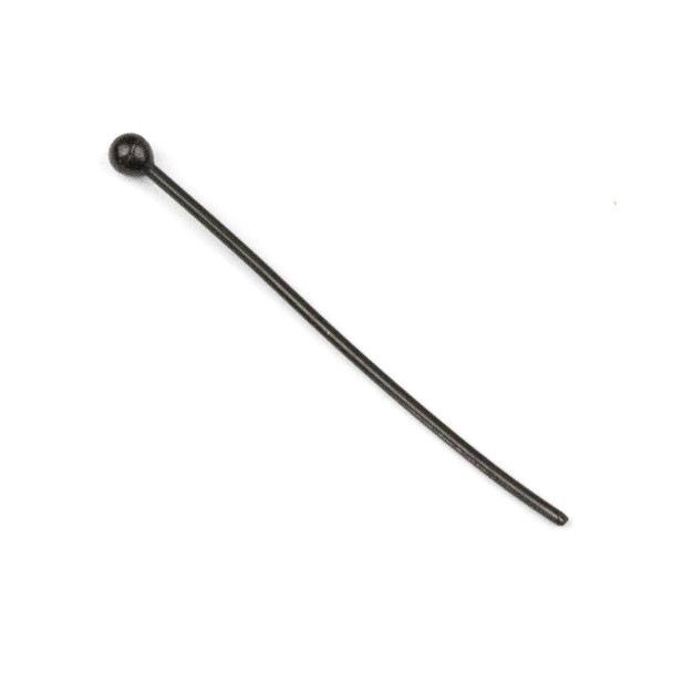 Black Plated Stainless Steel 1 inch, 22 gauge Headpins/Ballpins with 2mm Ball - 100 per bag