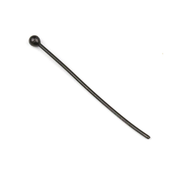 Black Plated Stainless Steel 1 inch, 22 gauge Headpins/Ballpins with 2mm Ball - 10 per bag