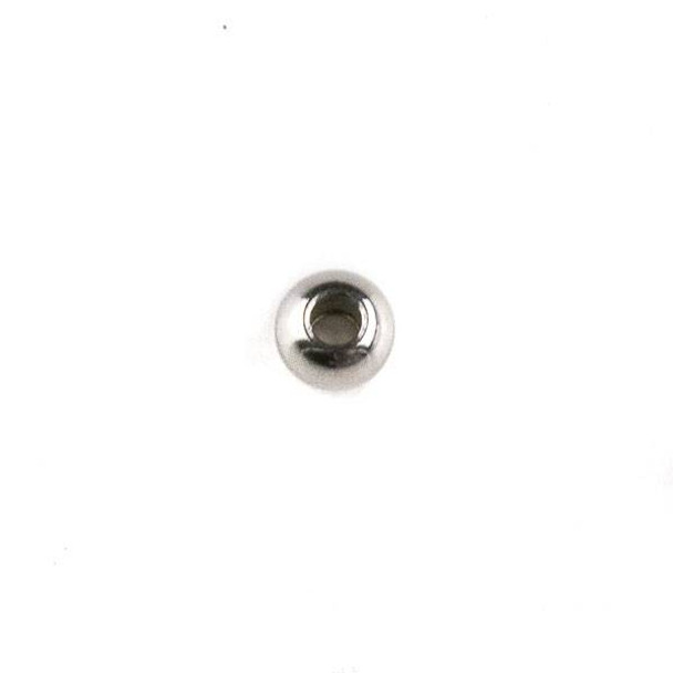 Natural Silver Stainless Steel 3x4mm Round Beads with approximately a 2mm hole - 20 per bag