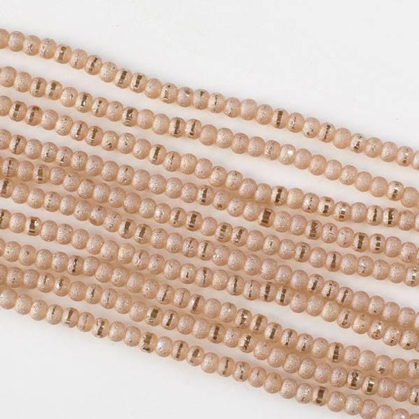 Cherry Tree Beads Crystal Orbits Matte and Striped 3mm Champagne Rondelle Beads - Approx. 15.5 inch strand 