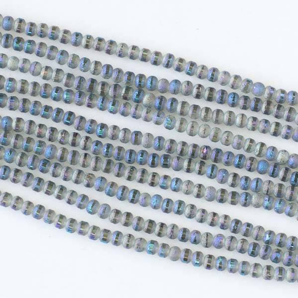 Cherry Tree Beads Crystal Orbits Matte and Striped 3mm Frost Rondelle Beads with an AB finish - Approx. 15.5 inch strand 