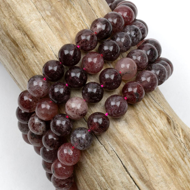 Cherry Tree Beads Natural Strawberry Quartz 8mm Round Beads - 15 inch strand 