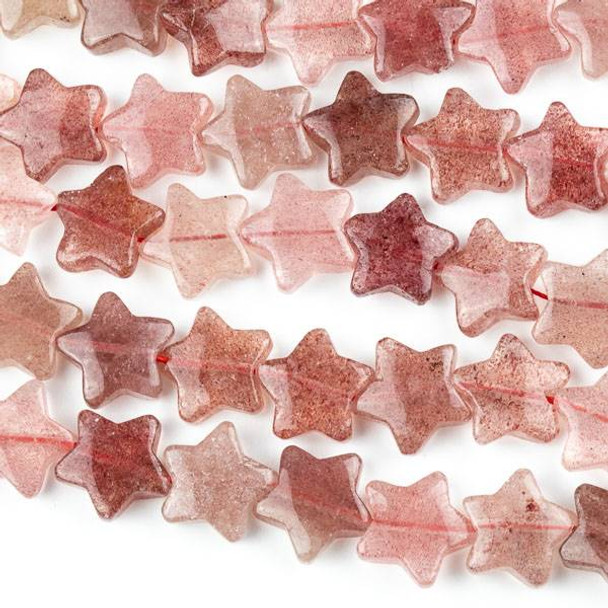 Strawberry Quartz 15mm Star Beads - 8 inch strand