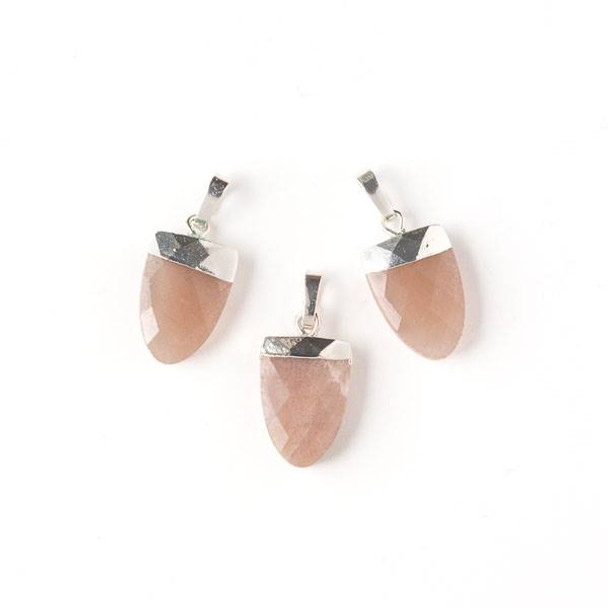 Sunstone 11x26 Faceted Dagger Drop Pendant with a Silver Plated Brass Cap and Bail - 1 per bag