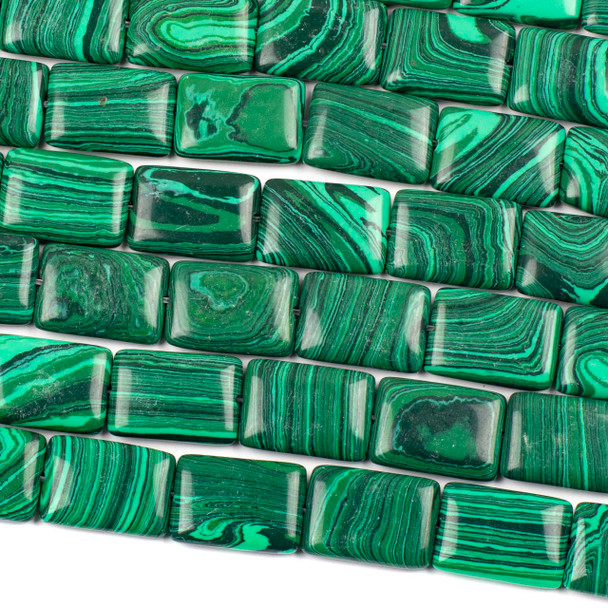 Synthetic Malachite 13x18mm Rectangle Beads - 16 inch strand