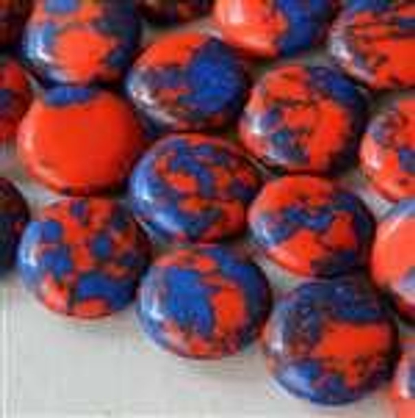 Cherry Tree Beads Synthetic Team Color 10mm Blue and Orange Coin Beads - approx. 8 inch strand 
