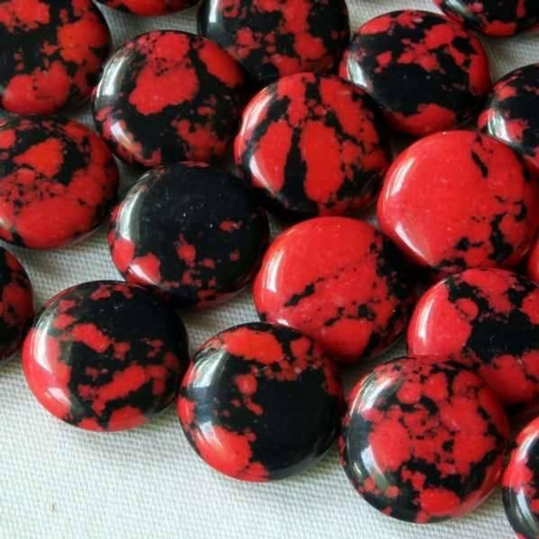 Cherry Tree Beads Synthetic Team Color 10mm Red and Black Coin Beads - approx. 8 inch strand  Cherry Tree Beads Synthetic Team Color 10mm Red and Black Coin Beads - approx. 8 inch strand