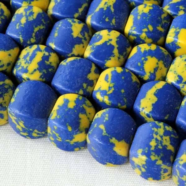Synthetic Team Color 8mm Blue and Yellow Cushion Beads - approx. 8 inch strand