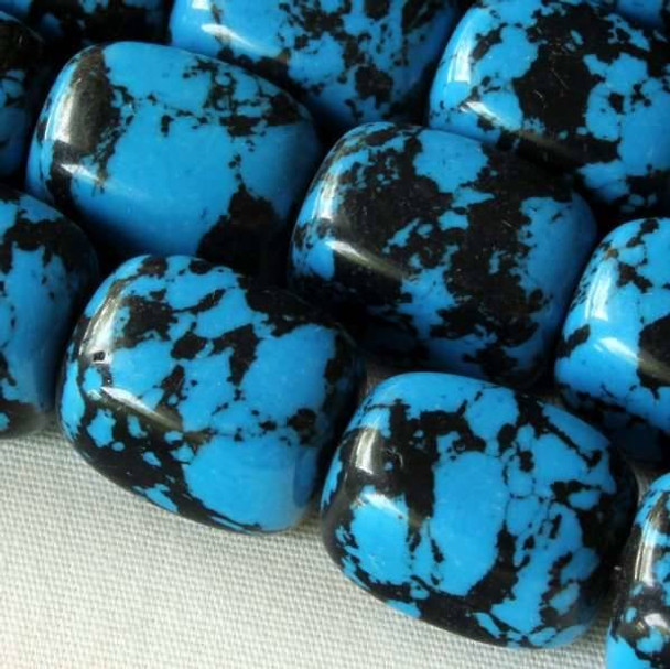 Synthetic Team Color 10x14mm Blue and Black Nugget Beads - approx. 8 inch strand