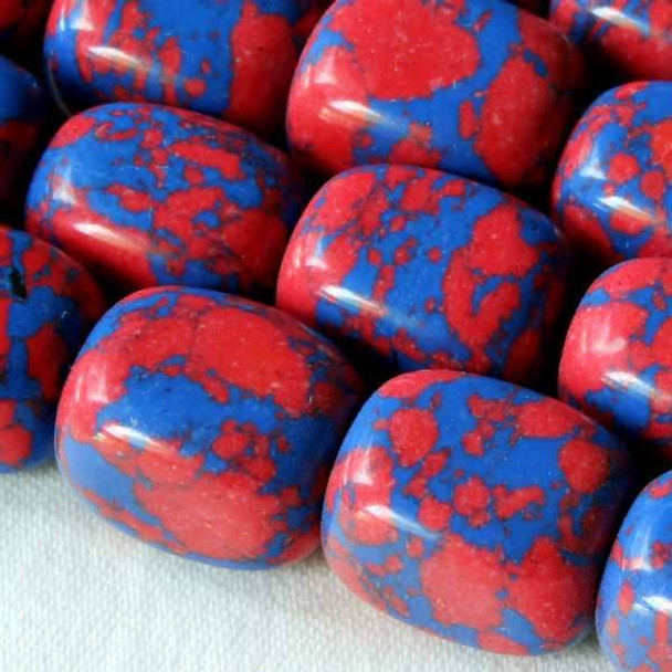 Synthetic Team Color 10x14mm Blue and Red Nugget Beads - approx. 8 inch strand