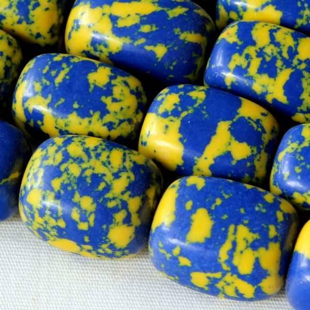 Synthetic Team Color 10x14mm Blue and Yellow Nugget Beads - approx. 8 inch strand